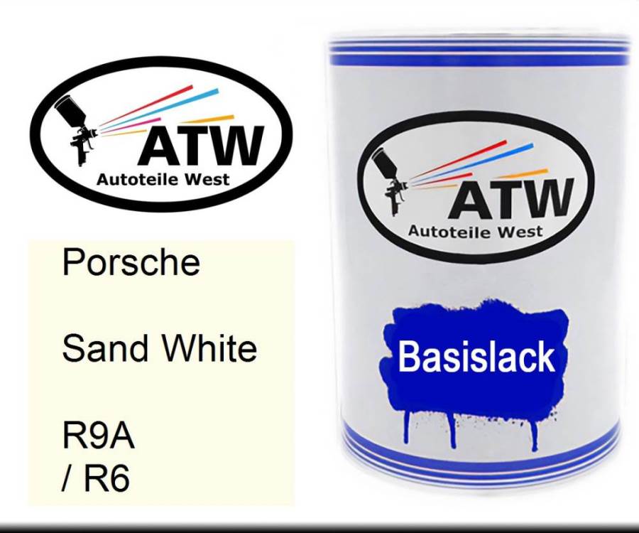 Porsche, Sand White, R9A / R6: 500ml Lackdose, von ATW Autoteile West.